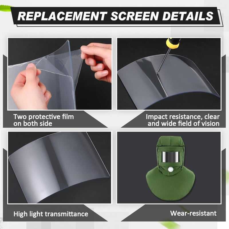 Kingdder 2 Pcs Sandblasting Hood Replacement Lens Clear Face Shield PC Visors Peel off Lens Cover for Painting Dusting Grinding - Image 5